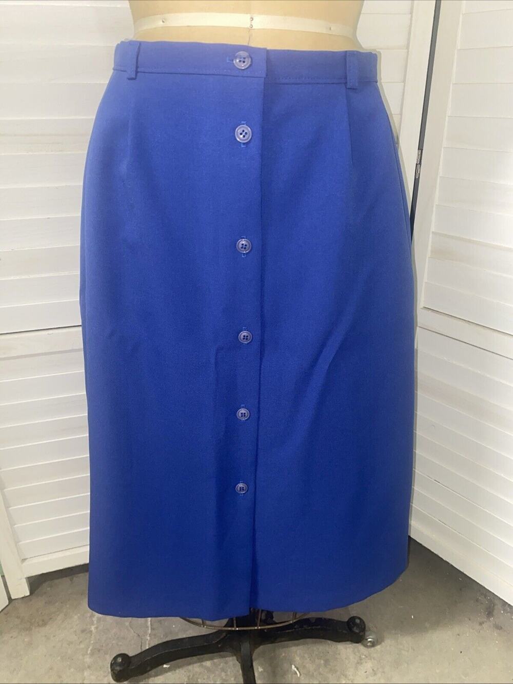 Vintage 70s A Line Midi Periwinkle Blue POLYESTER Skirt Size Large 30” Waist